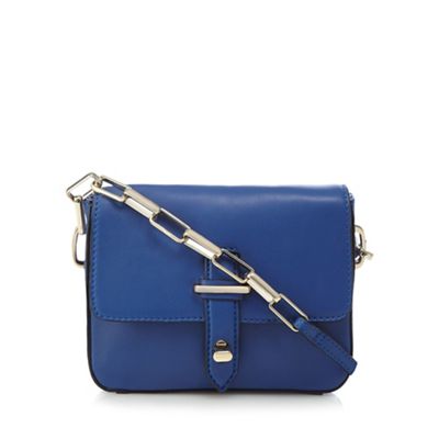 Blue leather small cross body bag